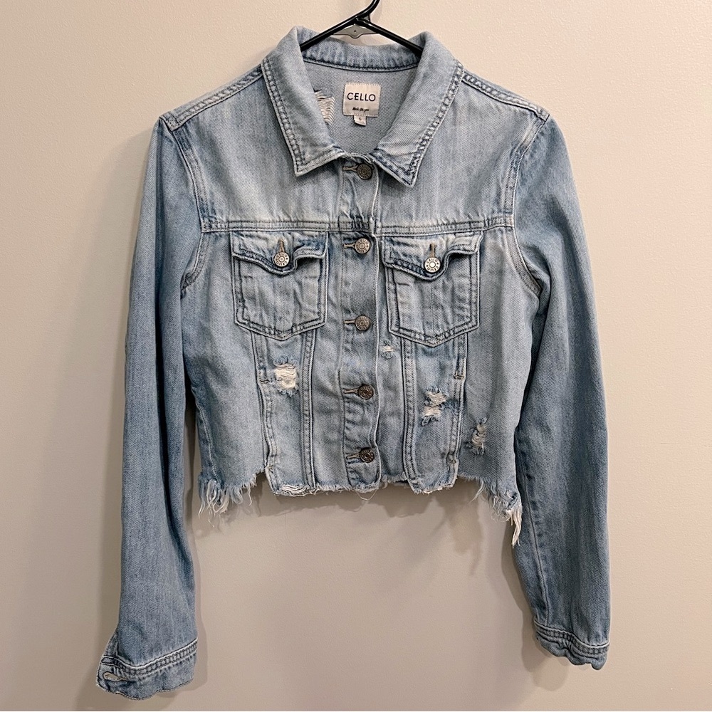 CELLO - Distressed Denim Jacket - Blue - Small